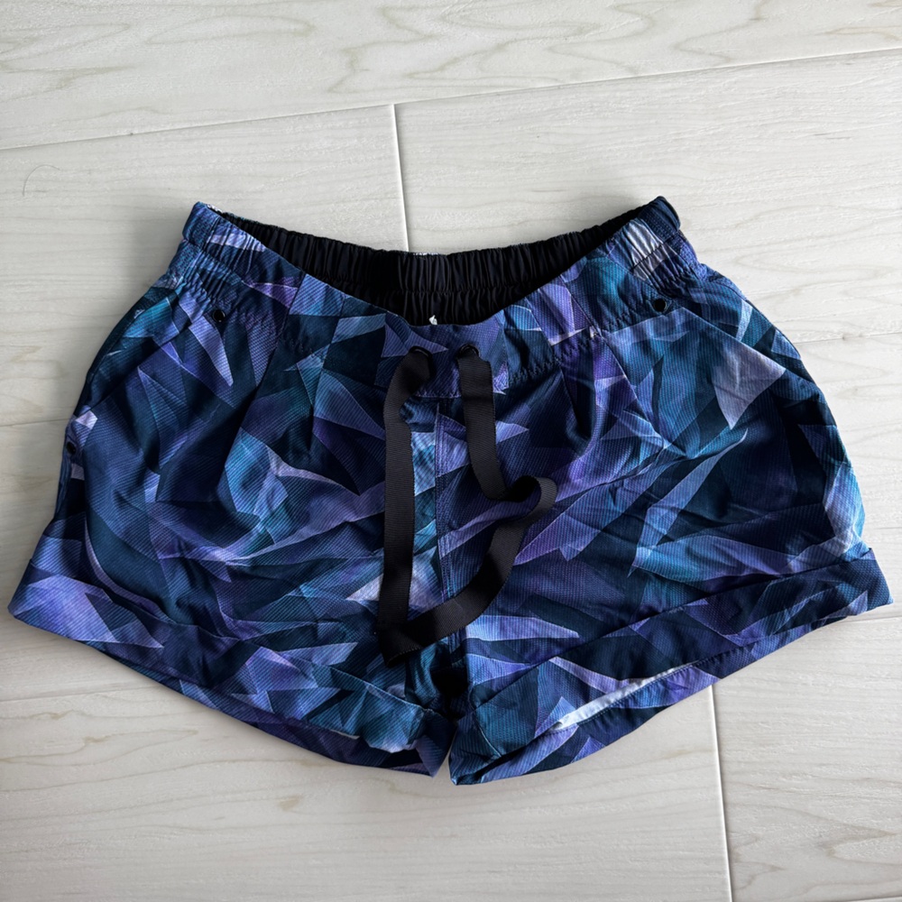 Lululemon Blue and Purple Athletic Shorts with Camouflage Pattern